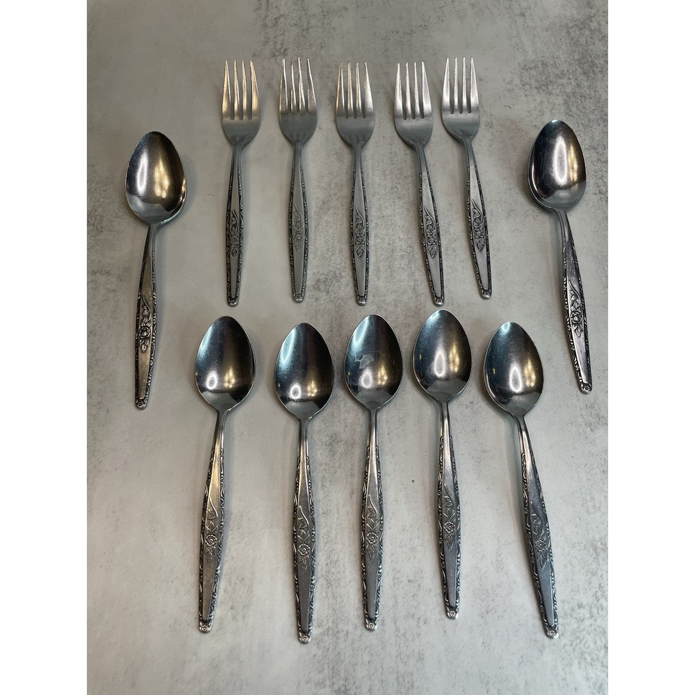 Interpur Single Rose Vintage Stainless Flatware Dinner Fork Spoon Japan